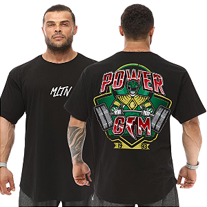 Camiseta Oversized Masculina Larga Para Treino e Academia - Power Rangers Verde Gym