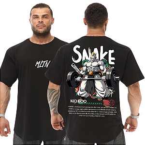 Camiseta Oversized Masculina Larga Para Treino e Academia - Dragon Ball Kid Boo Snake