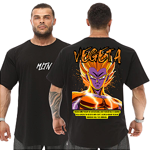 Camiseta Oversized Masculina Larga Para Treino e Academia - Dragon Ball Vegeta Super Saiyajin