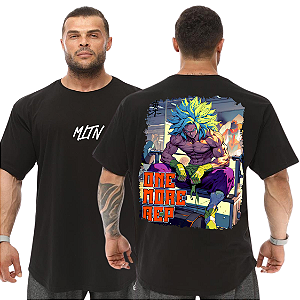 Camiseta Oversized Masculina Larga Para Treino e Academia - Dragon Ball Goku One More Rep