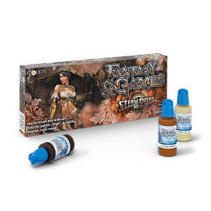 Conjunto Tintas Acrílicas Fantasy - STEAM AND PUNK - Scale75 (Box x8 17ml)