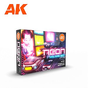 Tinta Acrílica AK Interactive - NEON COLORS - 6 Tintas Acrílicas de 17ml - Cores Neon