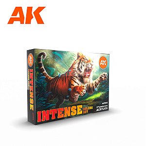 Tinta Acrílica AK Interactive - INTENSE COLORS - 6 Tintas Acrílicas de 17ml - Cores Intensas