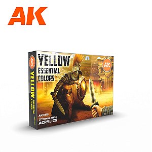 Tinta Acrílica AK Interactive - YELLOW UNIFORM COLORS - 6 Tintas Acrílicas de 17ml - Amarelos