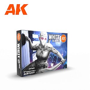 Tinta Acrílica AK Interactive - White Colors - 6 Tintas Acrílicas de 17ml - Brancos e Cinzas claros