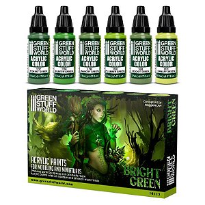 Set de Pintura Green Stuff World -Bright Green (Box x6 17ml) Verdes