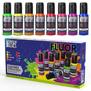 Conjunto Tintas Acrílicas FLUOR - Green Stuff World (Box x8 17ml)