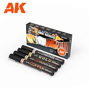 Marcadores Acrílicos AK - Kit METÁLICOS - 4 unidades