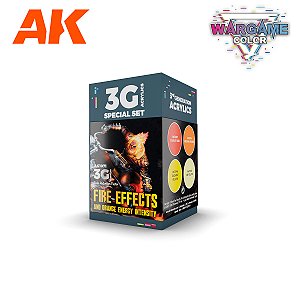 Tinta Acrílica AK Interactive - WARGAME COLOR SET. FIRE EFFECTS - 4 Tintas Acrílicas de 17ml