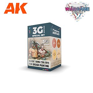 Tinta Acrílica AK Interactive - WARGAME COLOR SET. BASIC SKIN COLORS - 4 Tintas Acrílicas de 17ml