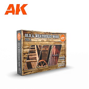 Tinta Acrílica AK Interactive - OLD & WEATHERED WOOD VOL 1  - 6 Tintas Acrílicas de 17ml
