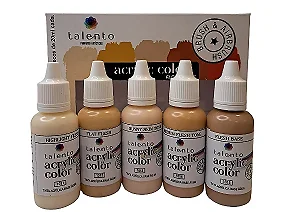 Conjunto Tintas Acrílicas LIGHT FLESH TONES - Talento (Box x5 20ml)