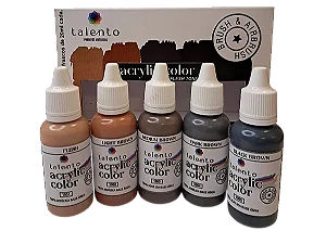 Conjunto Tintas Acrílicas DARK FLESH TONES - Talento (Box x5 20ml)