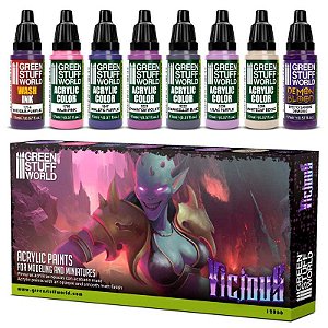 Conjunto Tintas Acrílicas VICIOUS - Green Stuff World (Box x8 17ml)