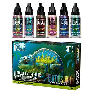 Conjunto Tintas Metálicas CHAMELEON SET 3 - Green Stuff World (Box x6 17ml)