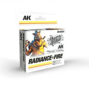 Conjunto de tintas acrílicas - AK Interactive: THE INKs - RADIANCE & FIRE com 3 frascos de 30ml