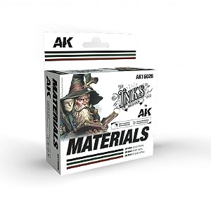 Conjunto de tintas acrílicas - AK Interactive: THE INKs - MATERIALS com 3 frascos de 30ml