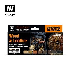 Conjunto de tintas Acrílica Vallejo Game Color - Wood & Leather (Couro e Madeira): Effects: 8x potes de 17ml