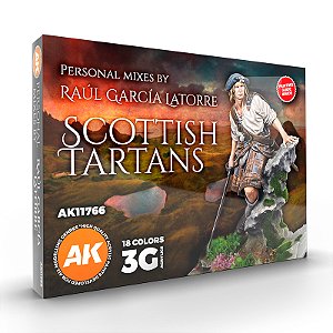 Conjunto Tintas Acrílicas SIGNATURE SET RAÚL GARCÍA LATORRE - SCOTTISH TARTANS - AK Interactive (Box x18 17ml)