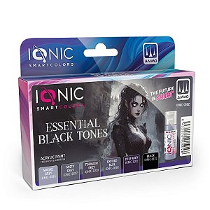 Conjunto Tintas Acrílicas: ESSENTIAL BLACK TONES - IONIC Smart Colors (6x 20ml)