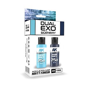 Conjunto Tintas Acrílicas Dual Exo - LIGHT CIANITE & DARK CIANITE - AK Interactive (Box x2 60ml)