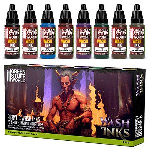 Conjunto Acrílico WASHES INKS - Green Stuff World (Box x8 17ml)