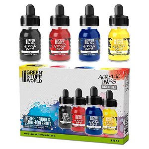 Conjunto Inks Acrílicas BASIC OPAQUE - Green Stuff World (Box x4 30ml)