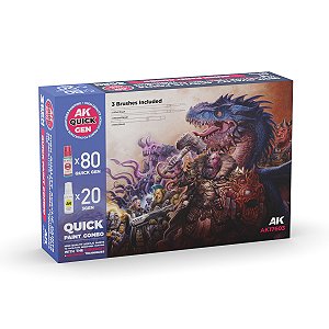 Conjunto Tintas Acrílicas Quick Gen 100 cores - AK Interactive (Box x80 18ml + x20 17ml + 3 pincéis)