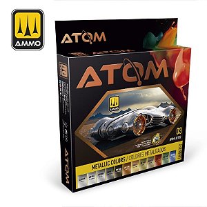 Conjunto Tintas Metálicas ATOM - METALLIC COLORS - AMMO (Box x12 20ml)