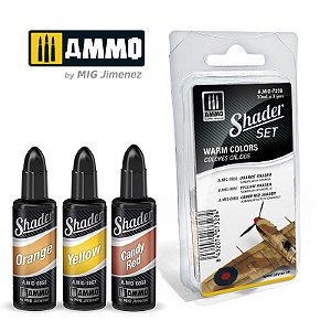 Conjunto Tintas Acrílicas SHADER Fosco - WARM COLORS - AMMO (3 potes de 10ml)