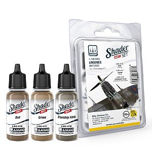 Conjunto Tintas Acrílicas SHADER Fosco - MOTORS & Engines - AMMO (3 potes de 17ml)