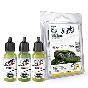 Conjunto Tintas Acrílicas SHADER Fosco - MOSS GREEN - AMMO (3 potes de 17ml)