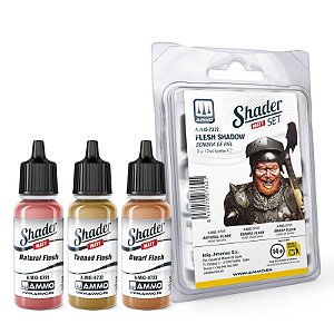 Conjunto Tintas Acrílicas SHADER Fosco - FLESH SHADOW - AMMO (3 potes de 17ml)