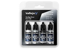 Conjunto Tintas Acrílicas STERLING SILVER - Vallejo (x4 18ml)
