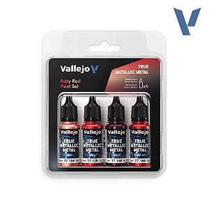Conjunto Tintas Metálicas RUBY RED - Vallejo (x4 18ml)