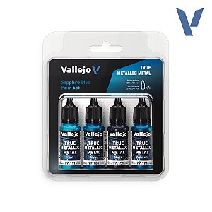 Conjunto Tintas Metálicas SAPPHIRE BLUE - Vallejo (x4 18ml)