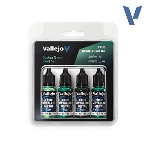 Conjunto Tintas Metálicas DUSKEN GREEN - Vallejo (x4 18ml)