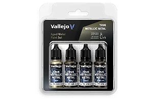 Conjunto Tintas Acrílicas AGED METAL - Vallejo (x4 18ml)