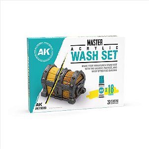 Conjunto de Washes Acrílico MASTER ACRYLIC - AK Interactive (Box x18 18ml)