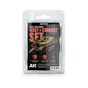 Conjunto Pigmento Líquido RUST & EXHAUST - AK Interactive (Box x3 35ml)
