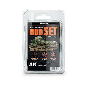 Conjunto Pigmento Líquido DRY MUD - AK Interactive (Box x3 35ml)