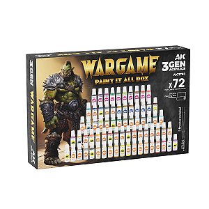 Conjunto Tintas Acrílicas 3GEN WARGAME - AK Interactive (Box x72 17ml + 2 pincéis + tapete silicone)