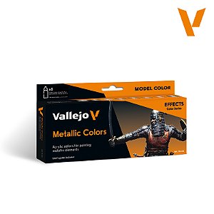 Conjunto Tintas Acrílicas Model Color METALLIC COLOR - Vallejo (Box x8 18ml)