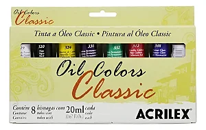 Conjunto Tintas Óleo OIL COLORS CLASSIC - Acrilex (Box x8 20ml)