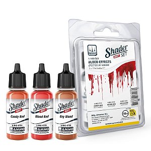 Conjunto Tintas Acrílicas SHADER Fosco - BLOOD EFFECTS - AMMO (3 potes de 17ml)