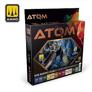 Conjunto Tintas Acrílicas ATOM - BASIC WARGAMES COLORS II - AMMO (Box x12 20ml)