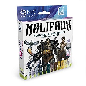 Conjunto Tintas Acrílicas: Malifaux - NMM GOLD AND SILVER - IONIC Smart Colors (12x 20ml)