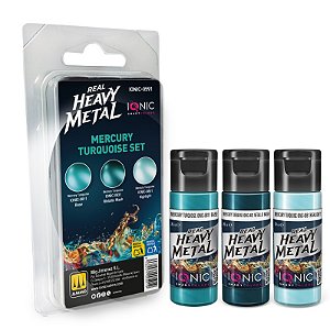 Conjunto Metálico Real Heavy Metal MERCURY TURQUOISE - IONIC Smart Colors (Box x3 20ml)