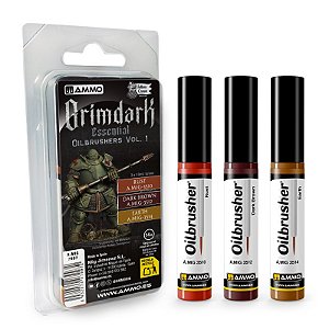 Conjunto de Tinta Óleo Com Pincéis Grimdark Essential Oilbrushes Vol 1 - AMMO (x3 10ml)