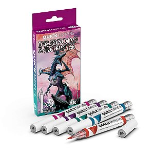 Conjunto Marcadores Acrílicos Quick Markers DRAGONS & BEASTS - AK Interactive (5 cores)